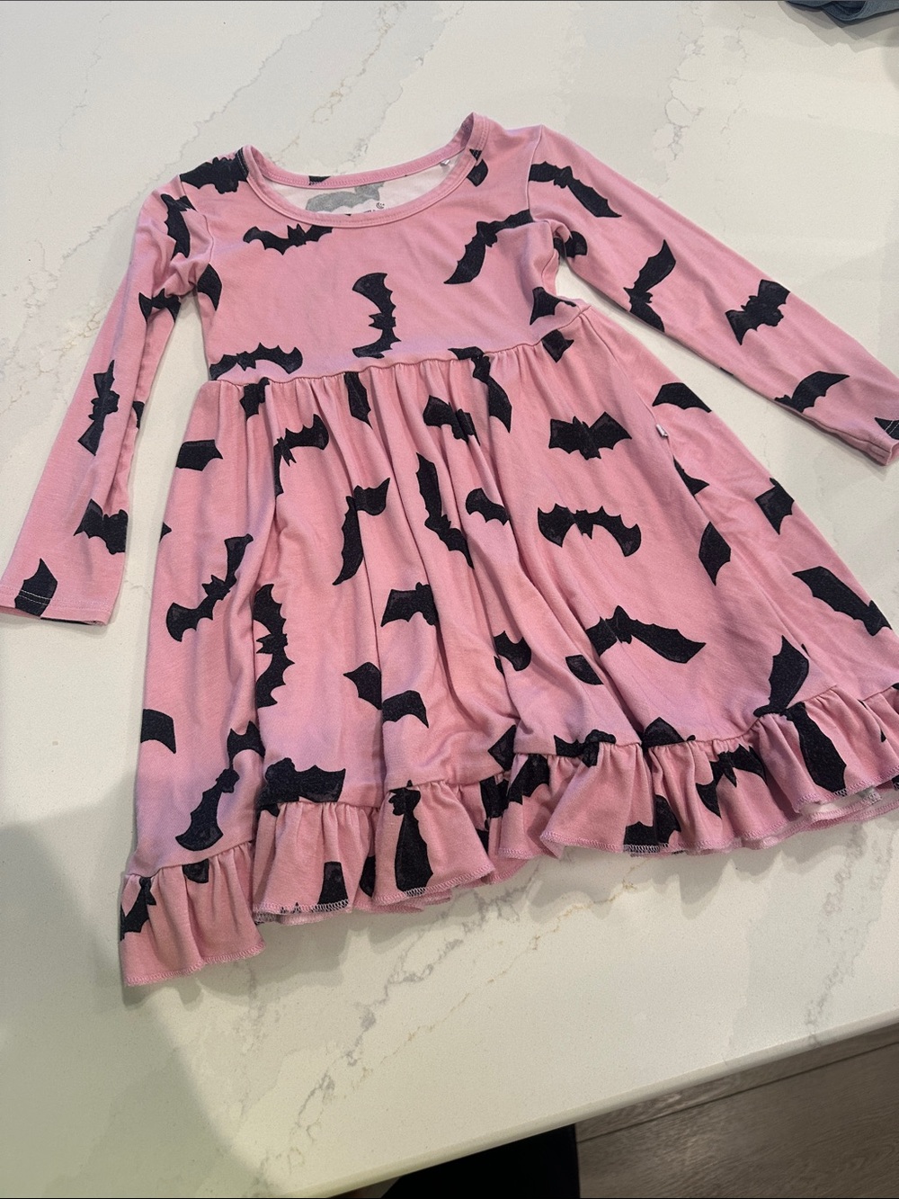 Little Pajama Co Bamboo Halloween Pink Bat Ruffle Dress‎ 2T